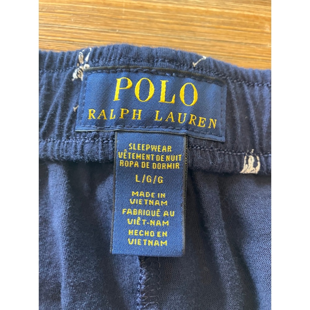 Polo Ralph Lauren Pony Print Cotton Pajama Jogger Pants Men's Navy White Large - Picture 7 of 9
